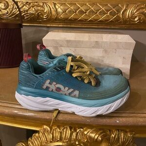 Hoka One One Kids Teal and Yellow Sneakers